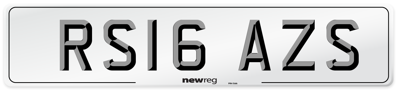 RS16 AZS Number Plate from New Reg
